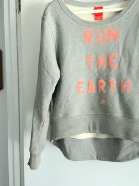 Nike Grey Sweatshirt with Coral Lettering - 'Run The Earth'